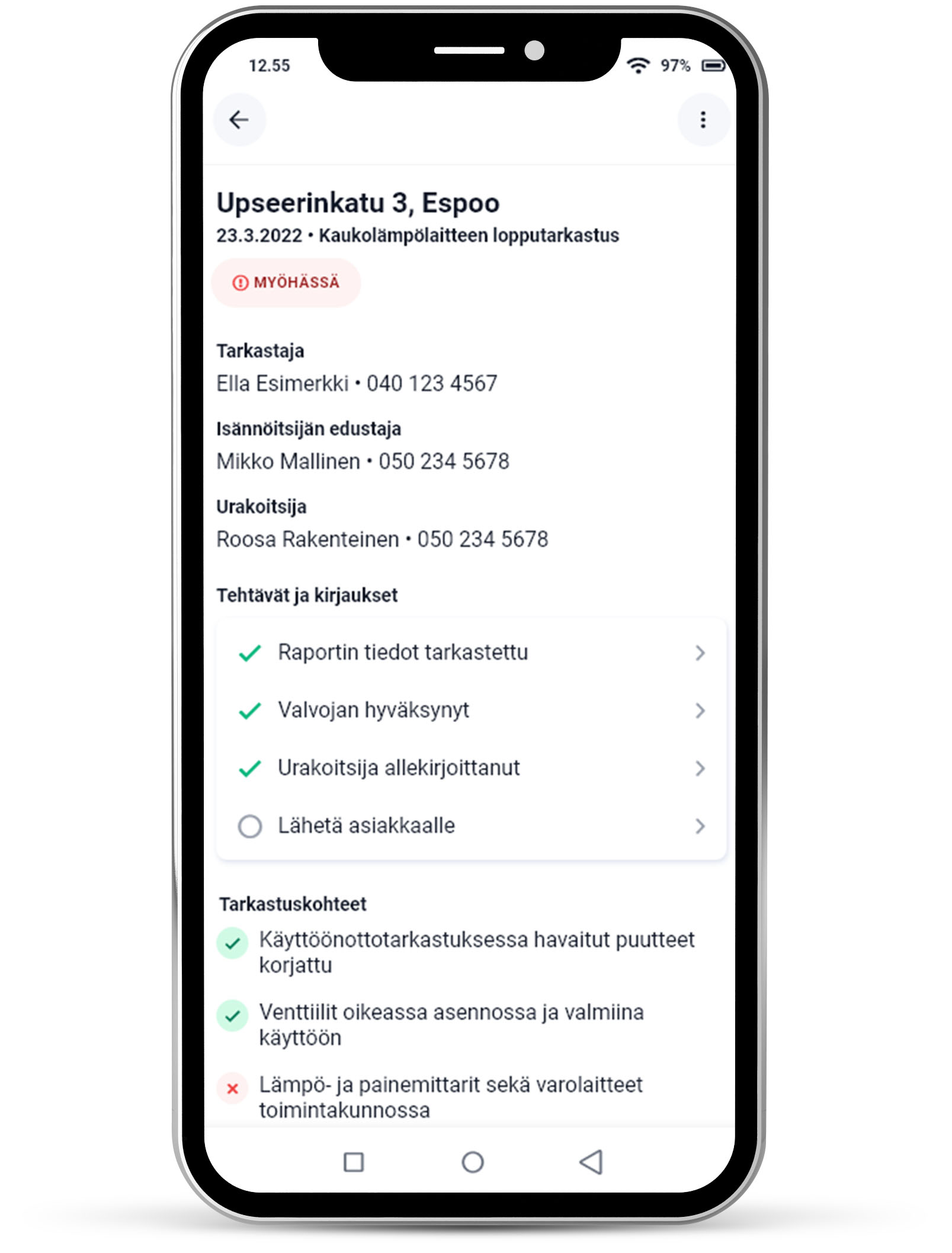 Modolla kirjatutu tiedot mobiililaitteessa