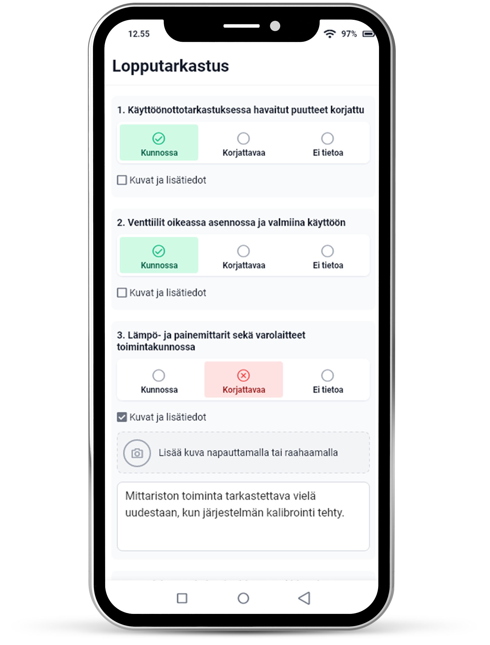 Modo kirjauslomake mobiililaitteessa